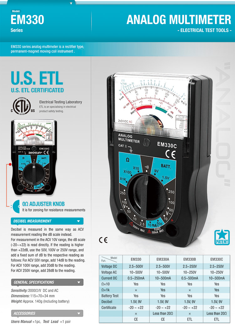 Analog multimeter user manual